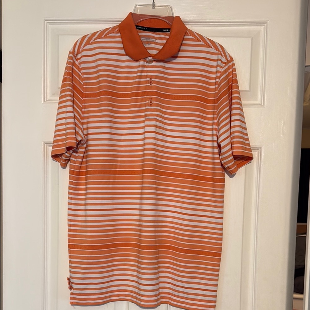 Men's Orange Striped Polo Shirt